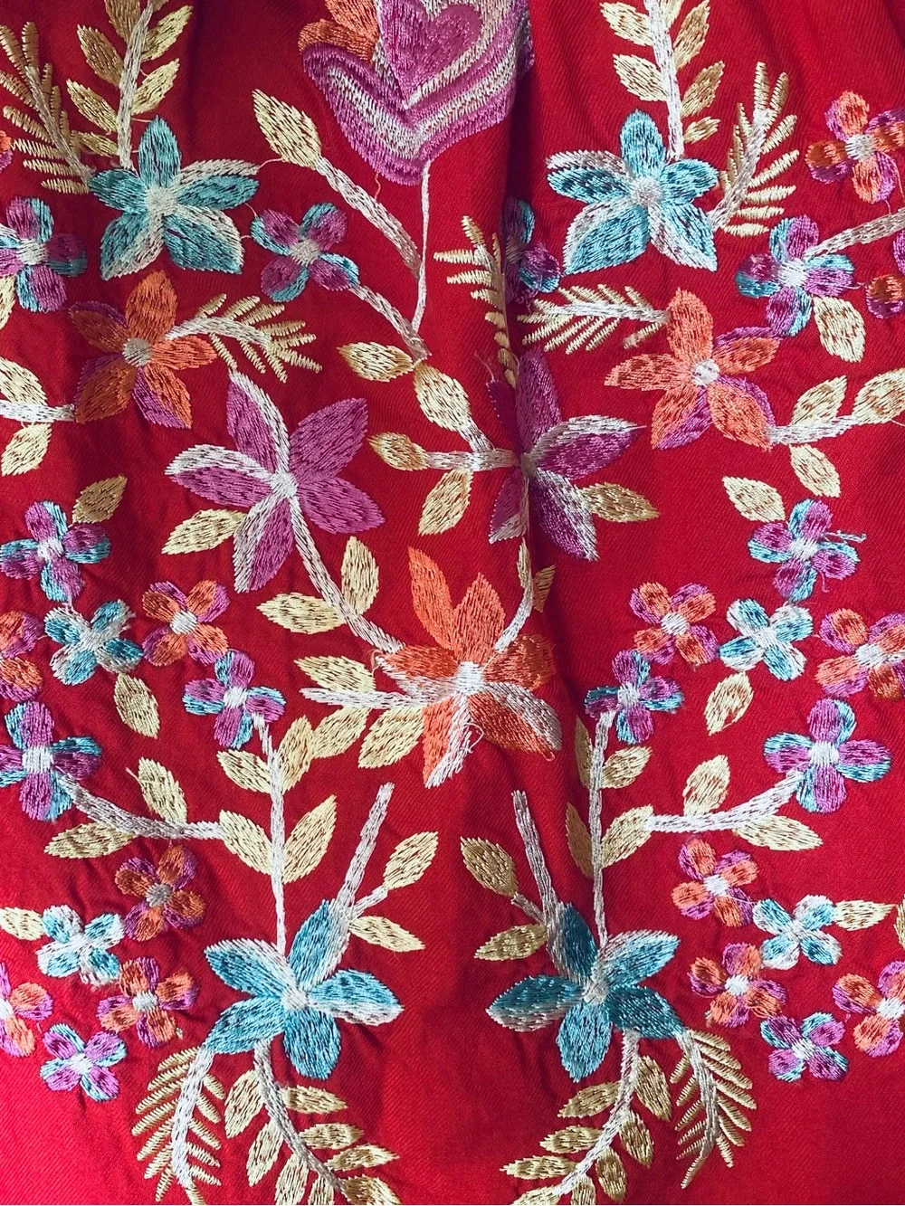 Free People Fleur Du Jour Mini Dress Red Embroidered Off Shoulder Boho Peasant M - Picture 7 of 9